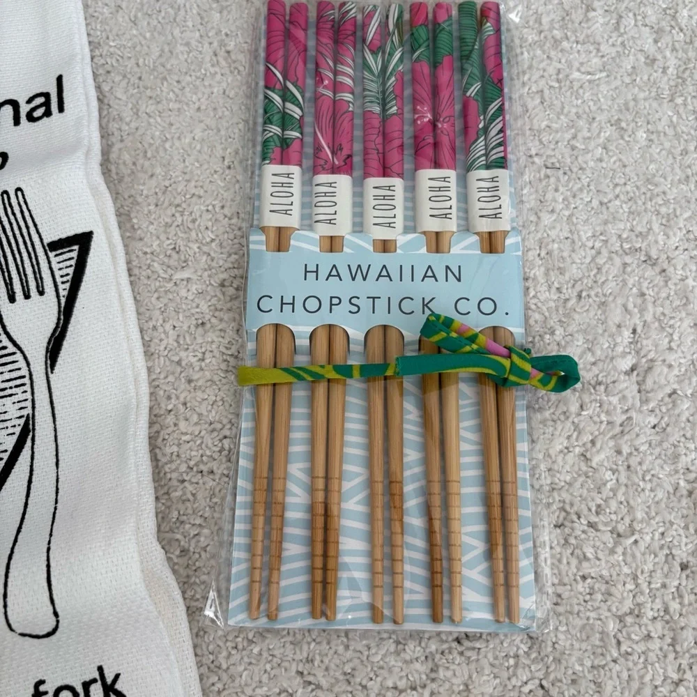 Life's Eternal Question Kitchen Towel and Hawaiian Chopsticks Set